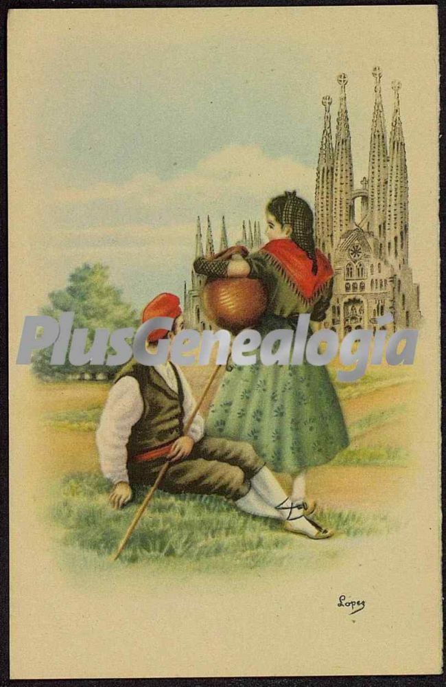 Pareja típica de Barcelona junto a la Catedral