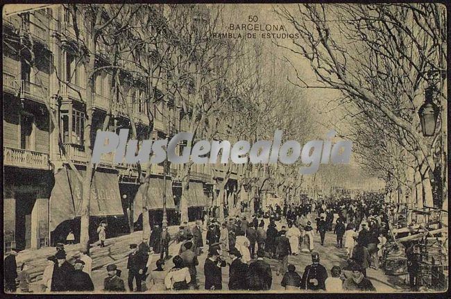 Rambla de los Estudios llena de gente en Barcelona