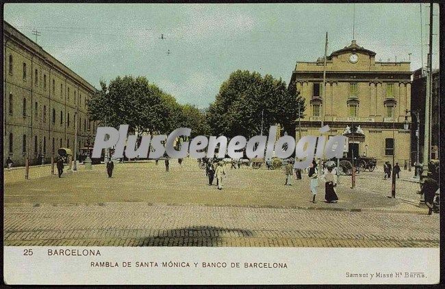 Rambla de Santa Mónica y Banco de Barcelona