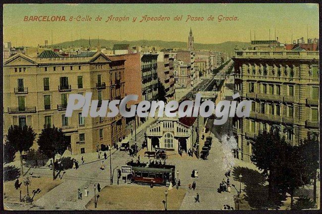 Calle de Aragón y Apeadero del Paseo de Gracia en Barcelona