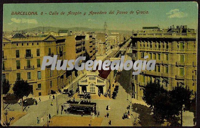 Calle de Aragón y Apeadero del Paseo de Gracia en Barcelona