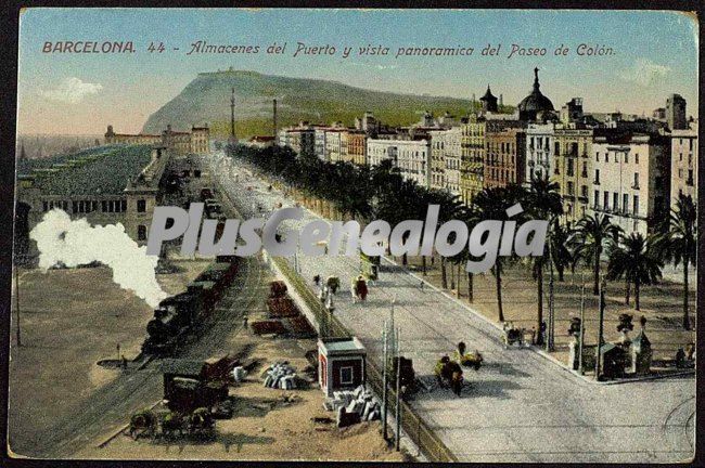 Almacenes del Puerto y vista panorámica del Paseo de Colón de Barcelona