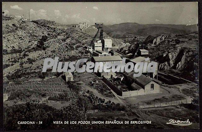 Vista de los Pozos Unión Española de explosivos de Cardona (Barcelona)