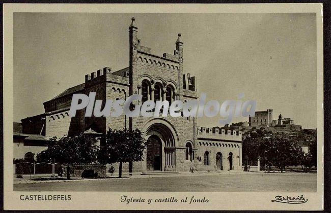 Iglesia de Castelldefels y Castillo al fondo (Barcelona)