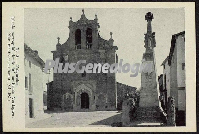 Iglesia parroquial donde fue bautizado Verdaguer. Monumento en su honor en Folgarolas (Barcelona)