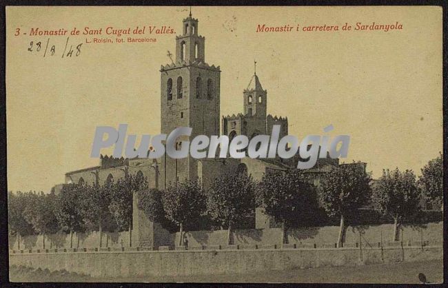 Vista general del Monastir i carretera de Sardanyola de Sant Cugat del Vallés (Barcelona)