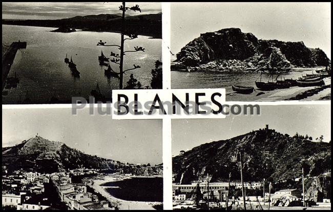 Playa, la palomera, el puerto y vista general de blanes (gerona)