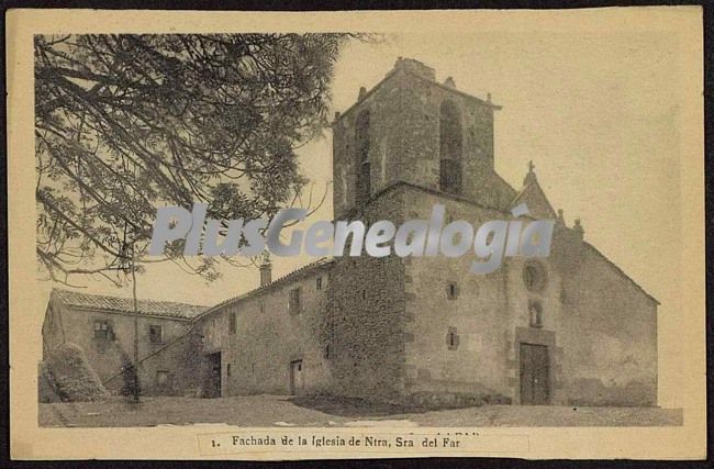 Fachada de la iglesia de nuestra señora del far en el far (girona)