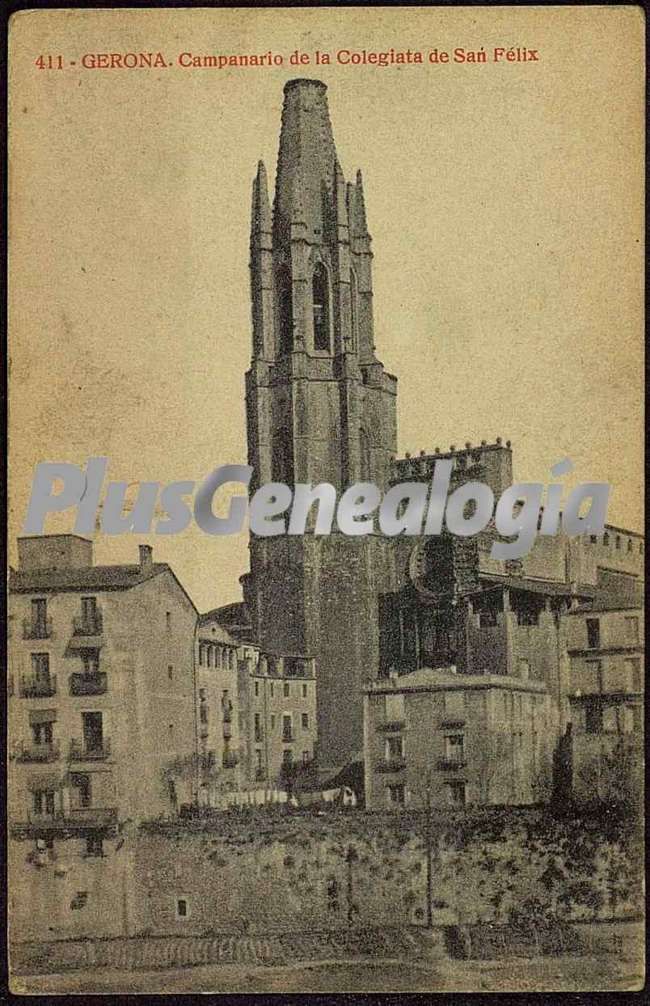 Vista vertical del campanario de la colegiata de san félix de girona