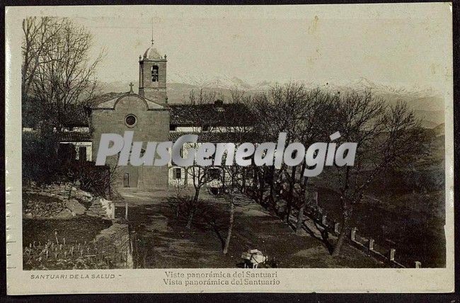 Vista panorámica del santuario en sant feliu de pallarols (girona)