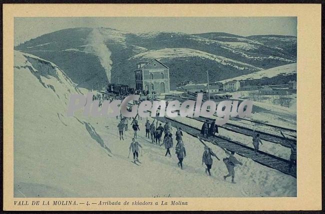 Arribada de skiadors al valle de la molina (girona)