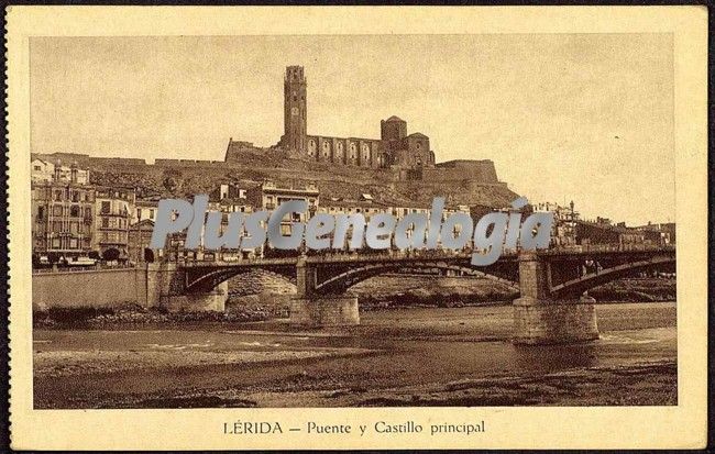 Vista conjunta del puente y castillo principal de lleida