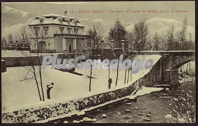 Un rincón del puente del balira, paisaje de invierno de seo de urgel (lleida)