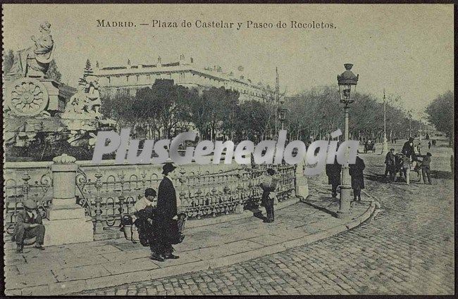 Plaza de Castelar y Paseo de Recoletos en Madrid