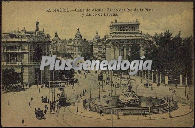 Calle de alcalá. banco del río de la plata y banco de españa en madrid