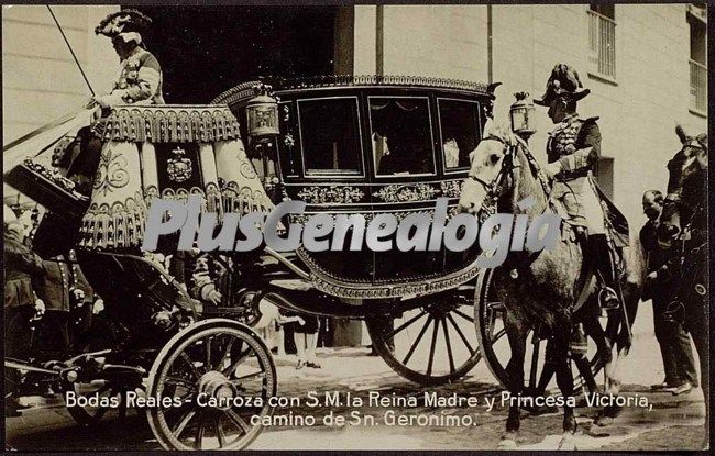 Bodas Reales - carroza con S.M. la Reina madre y Princesa Victoria, camino de San Gerónimo en Madrid