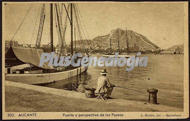 Puerto y perspectiva de los paseos, (alicante)