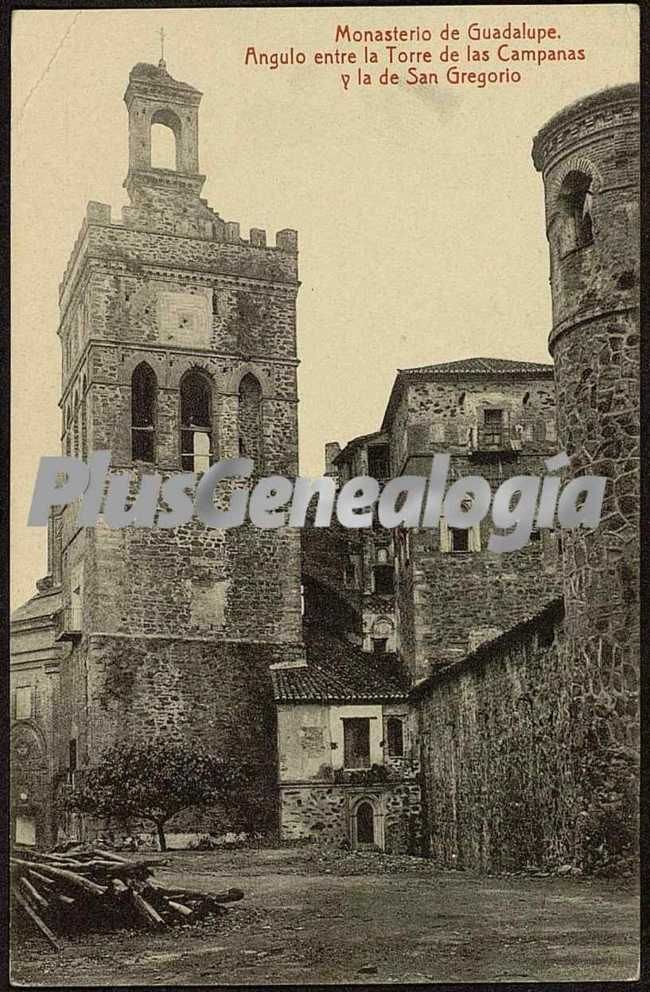 Monasterio de guadalupe ángulo entre las torres de las campanas y la de san gregorio, guadalupe (cáceres)