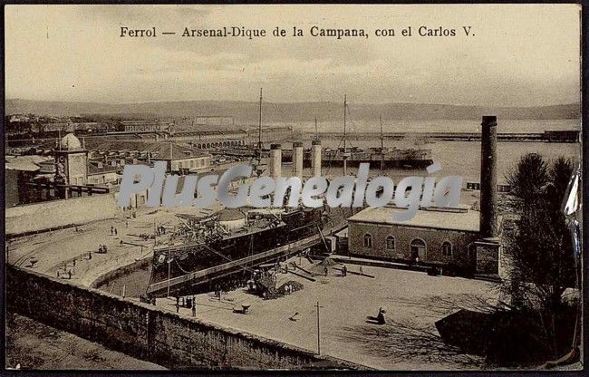 Arsenal-dique de la campana con el carlos v, el ferrol (la coruña)