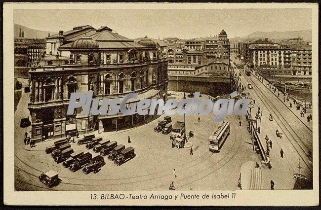 Teatro arriaga y puente de isabel ii de bilbao