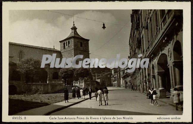 Calle jose antonio primo de rivera e iglesia de san nicolás, avilés (asturias)