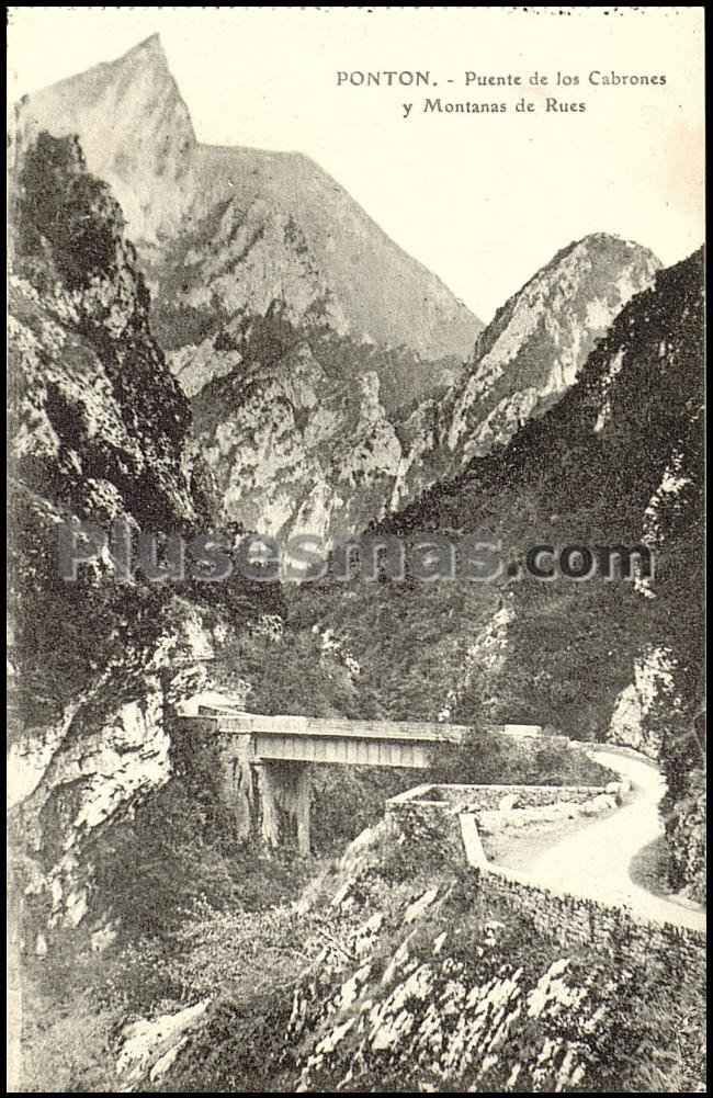 Pontón. puente de los cabrones y montañas de rues (asturias)
