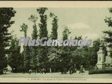 Un rincón de valerio con la fuente del león de zamora