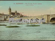 Puente romano sobre el río tormes a su paso por salamanca