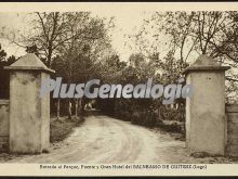 Entrada la parque, fuente y gran hotel del balneario, guitiriz (lugo)