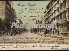 Rambla de Cataluña en Barcelona (postal dedicada)