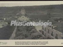 Plaza de clausura exterior y carretera de pont a vista de pájaro de santa creus (tarragona)