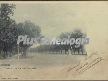 Postal dedicada del Paseo de la Castellana de Madrid