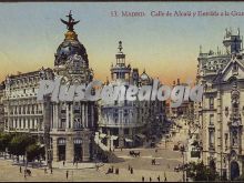 Calle de Alcalá y entrada a la Gran Vía en Madrid (en color)