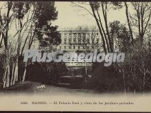 El Palacio Real y vista de los Jardines Privados en Madrid