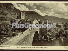 Puente románico, torre de la inquisión e iglesia de broto (huesca)