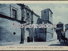 Fachada y torre de la iglesia de san pedro (siglos xvii y xviii) en úbeda (jaén)