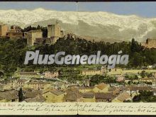 Vista panorámica de la ciudad de granada: la alhambra y el generalife desde san miguel el bajo