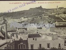 Vista panorámica de ayamonte (huelva). al fondo ruinas del castillo