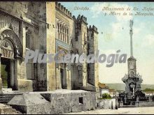 Monumento de san rafael y muro de la mezquita de córdoba