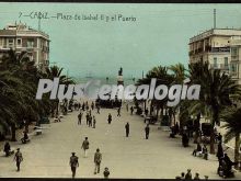 Plaza de isabel ii y puerto de cádiz con apertura al mar (en color)