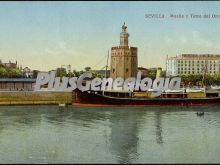 Muelle y torre del oro de sevilla (en color)