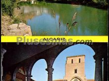 Rio guadalupe, patio interior del castillo calatravos y torre del homenaje en alcañiz (teruel)