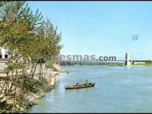 Río ebro con puente colgante en amposta (tarragona)