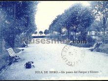 Un paseo del parque y kiosco en pola de siero (asturias)