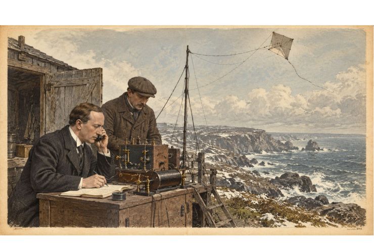 Marconi consigue transmitir señales de radio a través del Atlántico