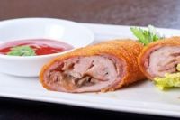 Cerdo empanado con champiñones y queso