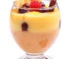 Mousse de caramelo con crema de vainilla