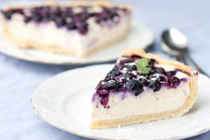 Tarta de queso con arándanos