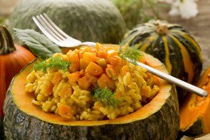 Calabaza rellena de arroz