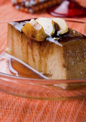 Flan de melocotón